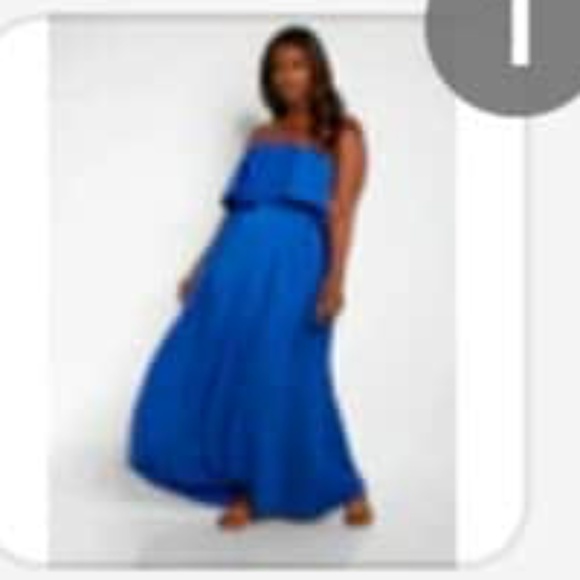 Reb Dolls Plus-Size Ruffle Strapless A Line Maxi Dress, Blue, Size 5x - Picture 3 of 3